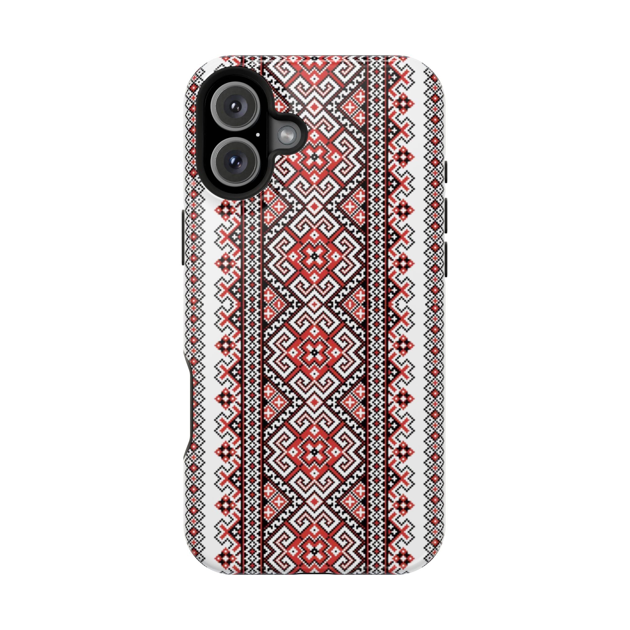 Traditional Ukrainian Red-Black Pattern Phone Case | Magnetic Impact-Resistant Case