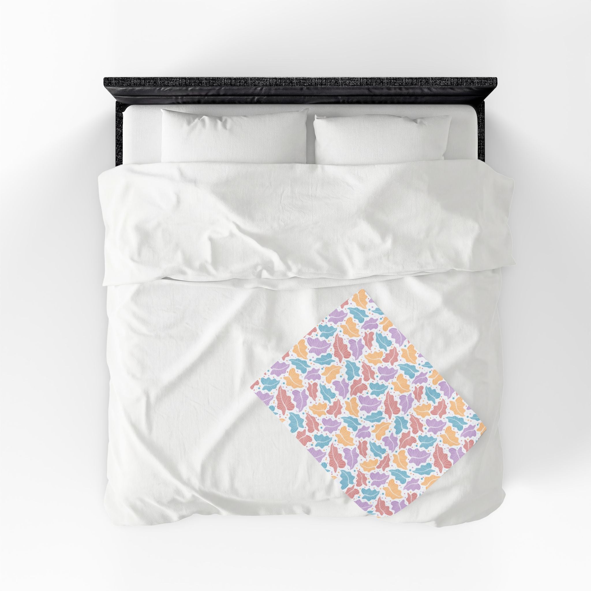 Pastel Leaf Plush Blanket