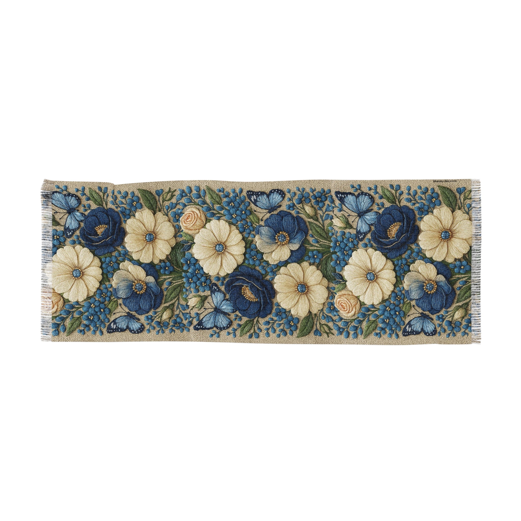 Wild Beauty Floral Scarf – Blue & Cream Botanical Shawl Wrap