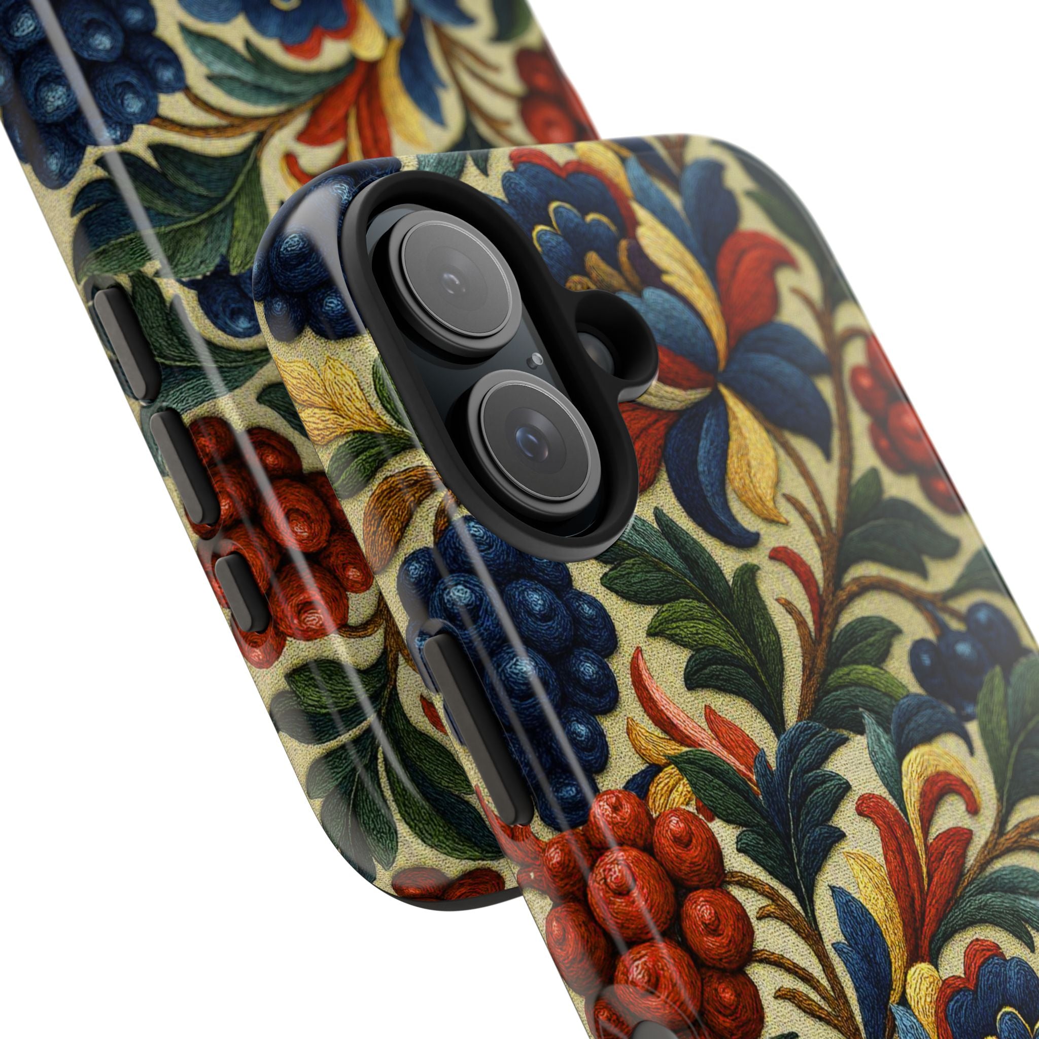 Petrykivka Bloom Phone Case | Vintage Floral Tough Phone Case | Embroidered Look William Morris Style Cover