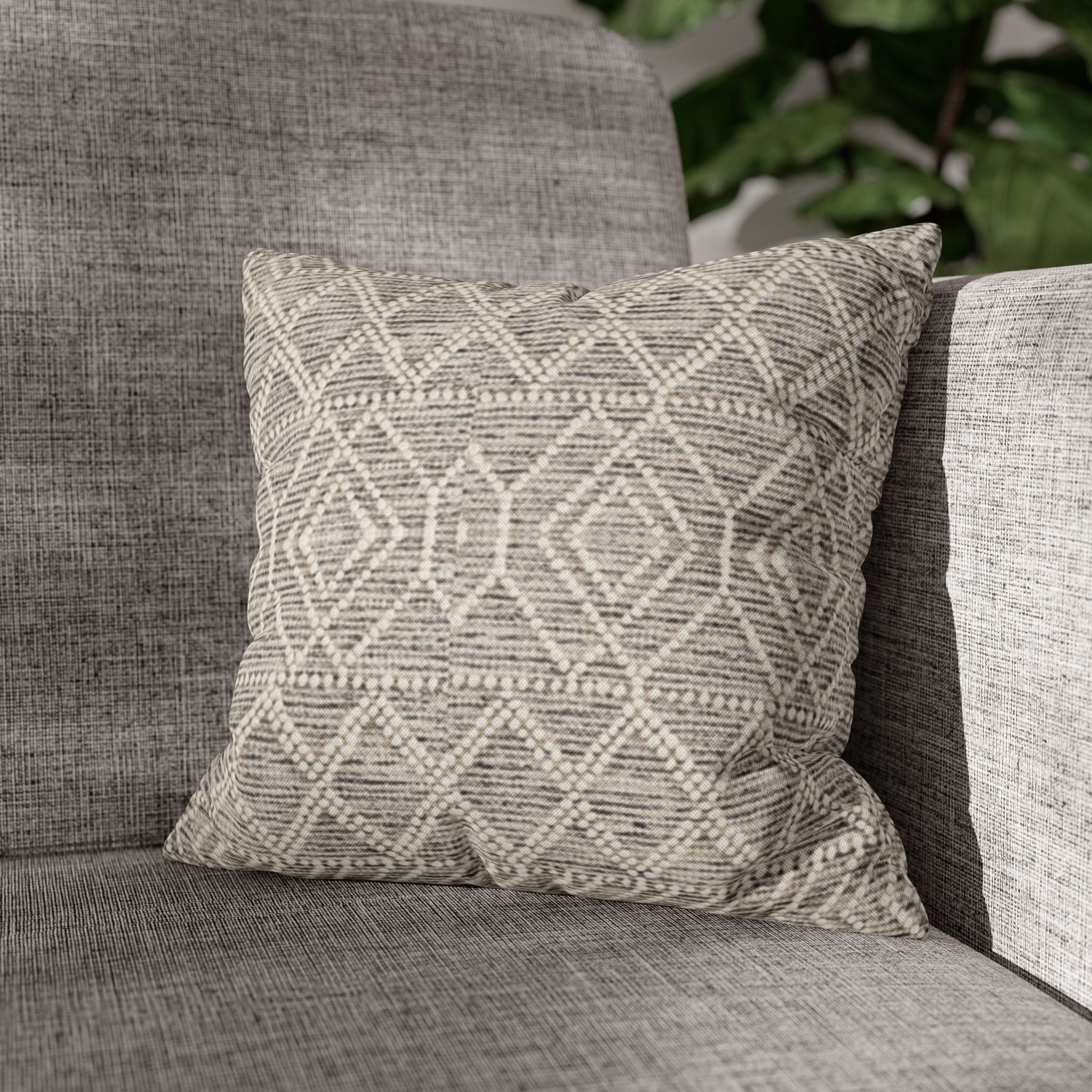 Sand & Stone Diamond Weave Pillow Cover | Farmhouse Heritage Ivory Cushion