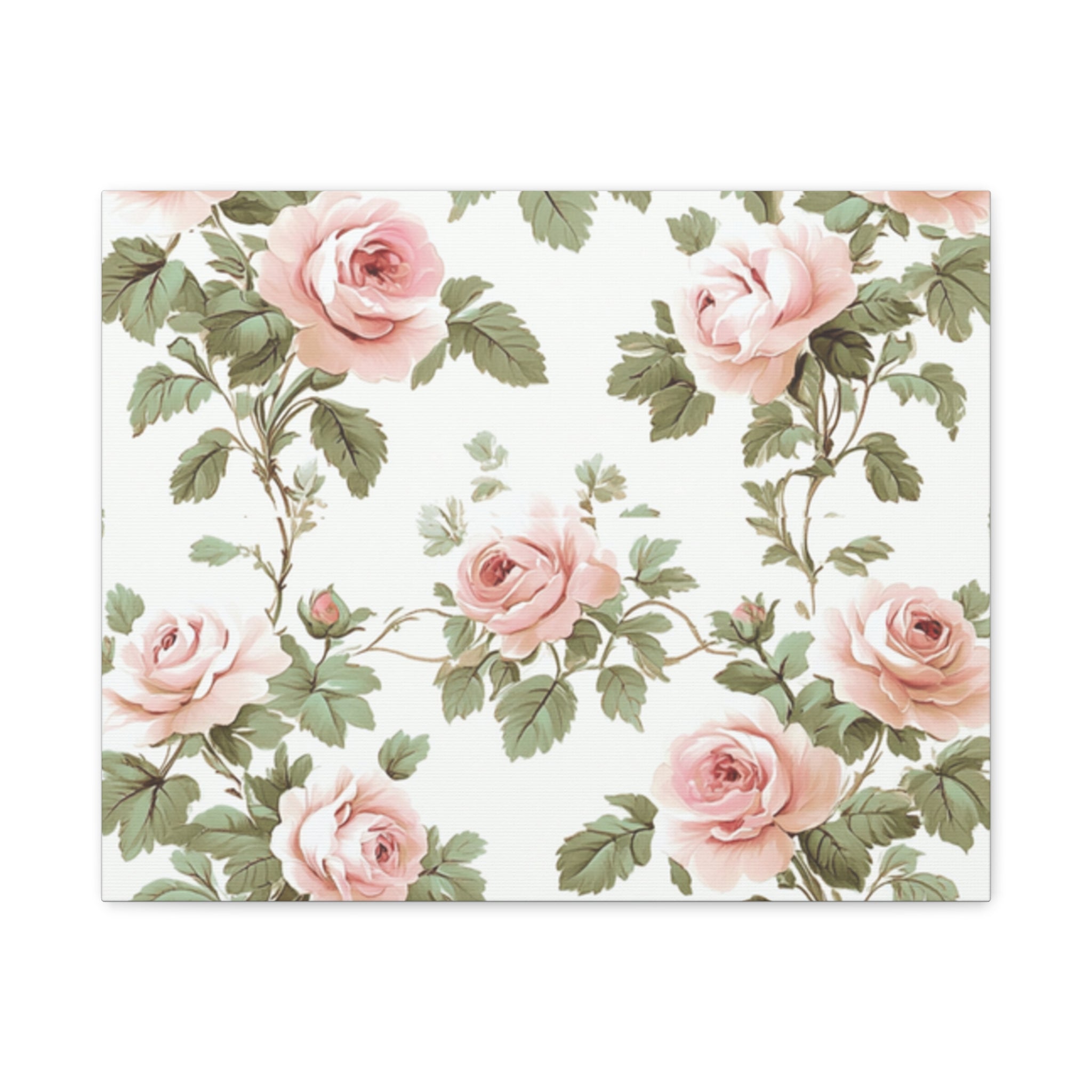 Vintage Pink Rose Matte Canvas Wall Art, Botanical Floral Print, Romantic Cottagecore Home Decor, Stretched 1.25" Canvas