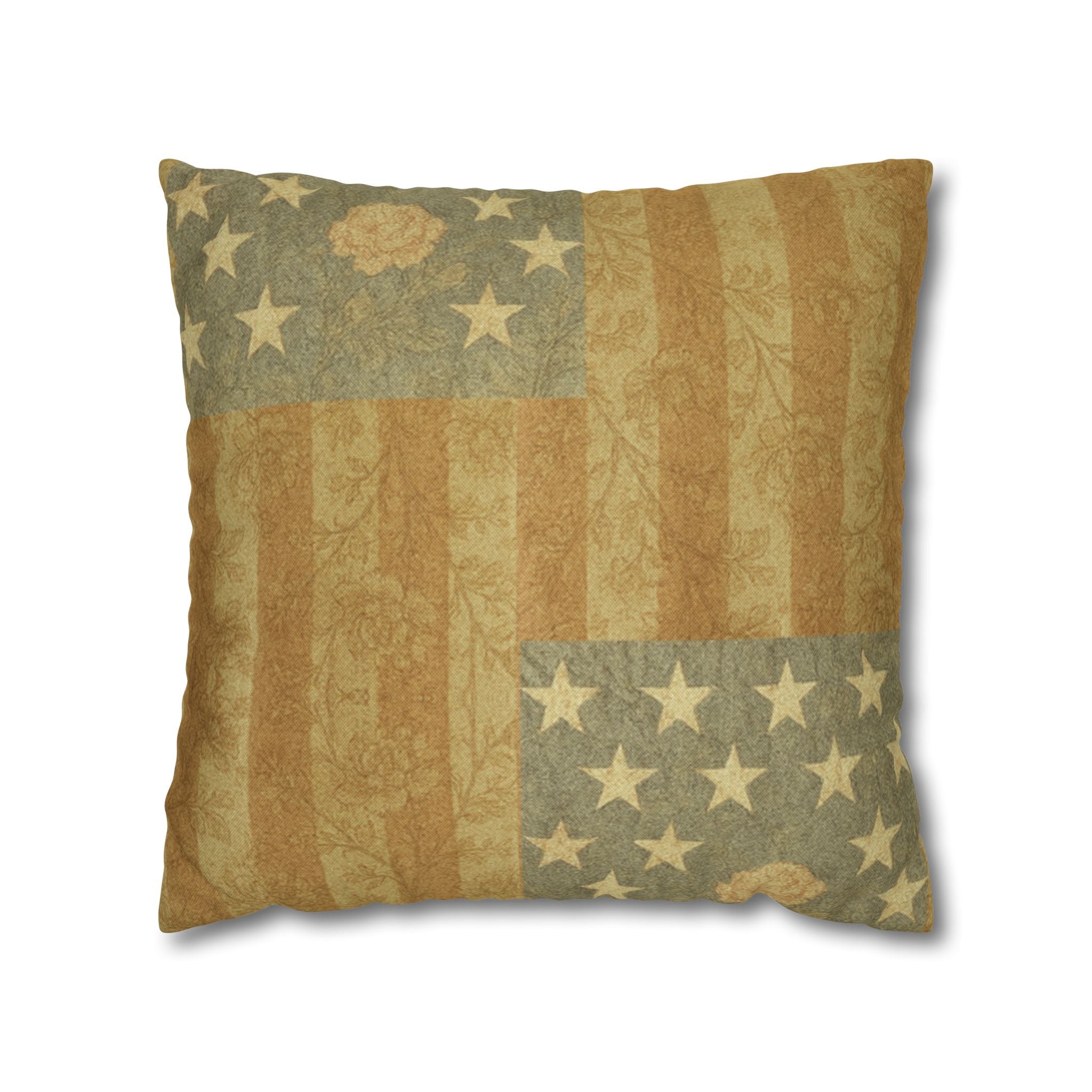 HERITAGE 1776 | 4th of July Decor Pillow Cover, USA 250th Anniversary Vintage American Flag Throw Pillow, Patriotic Farmhouse Square Case | BLUESKYDEZIGN