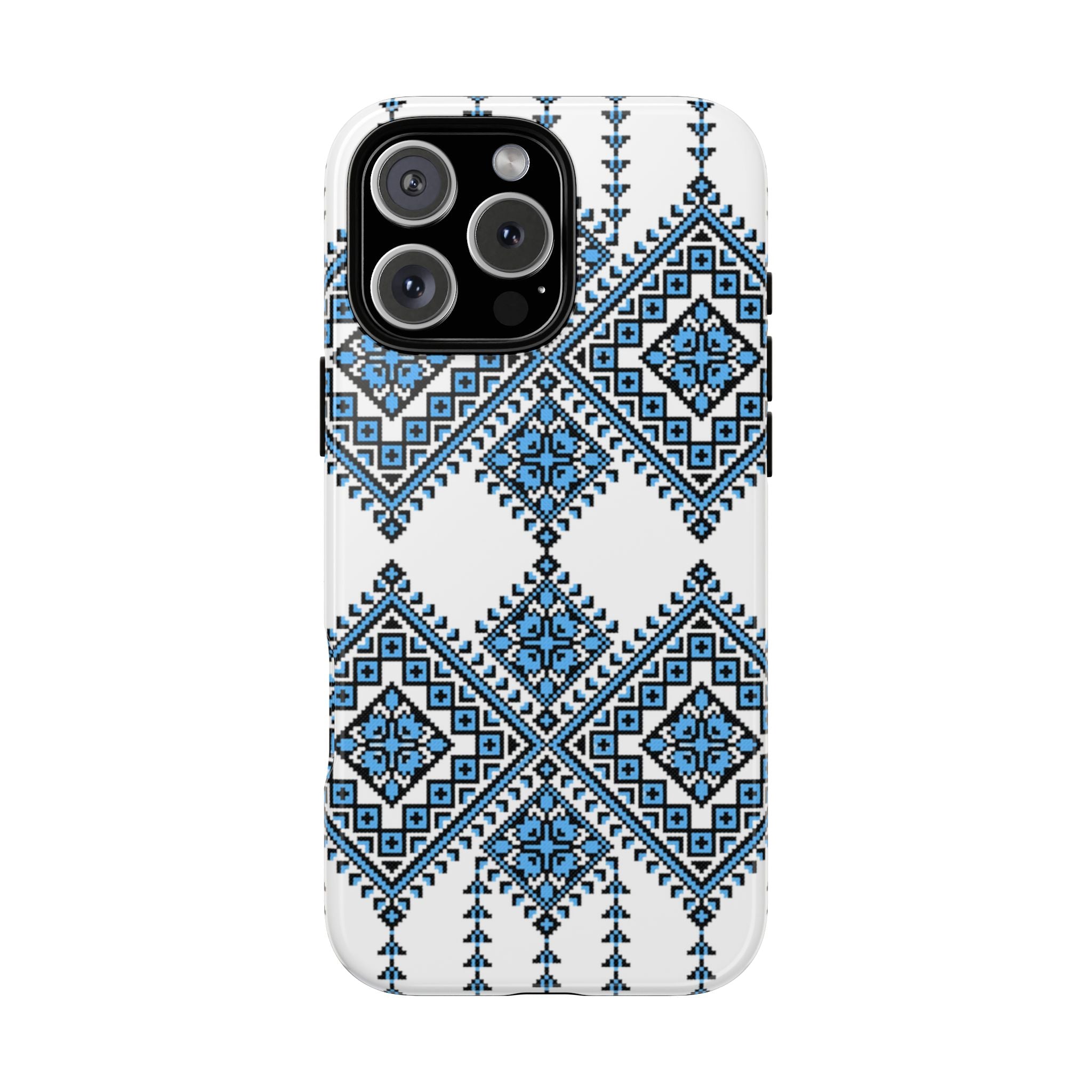 Blue Ukrainian traditional  Geometric Folk Pattern phone case, Tough Cases