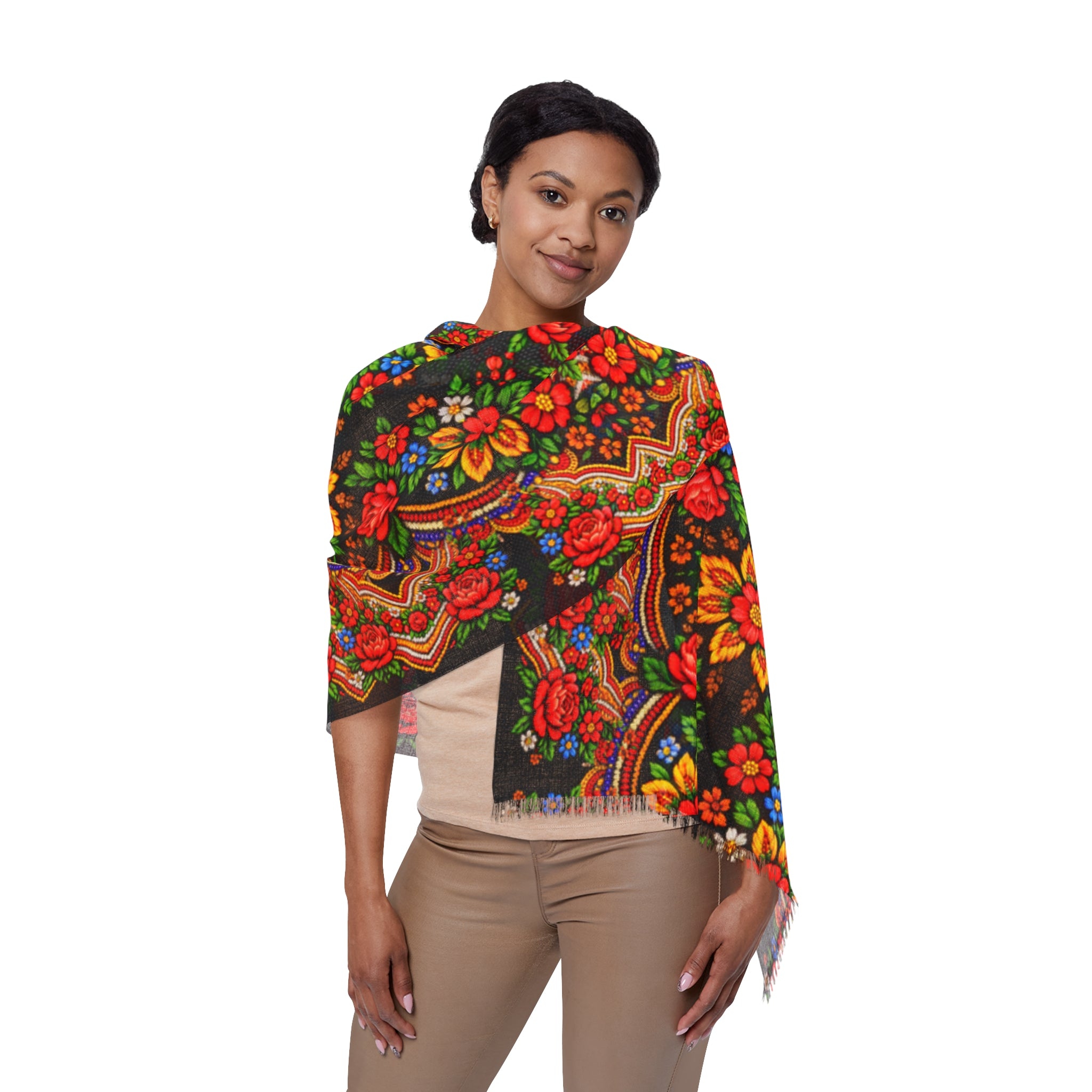 Folk Floral Scarf – Mother's Bloom | Boho Wrap for Women