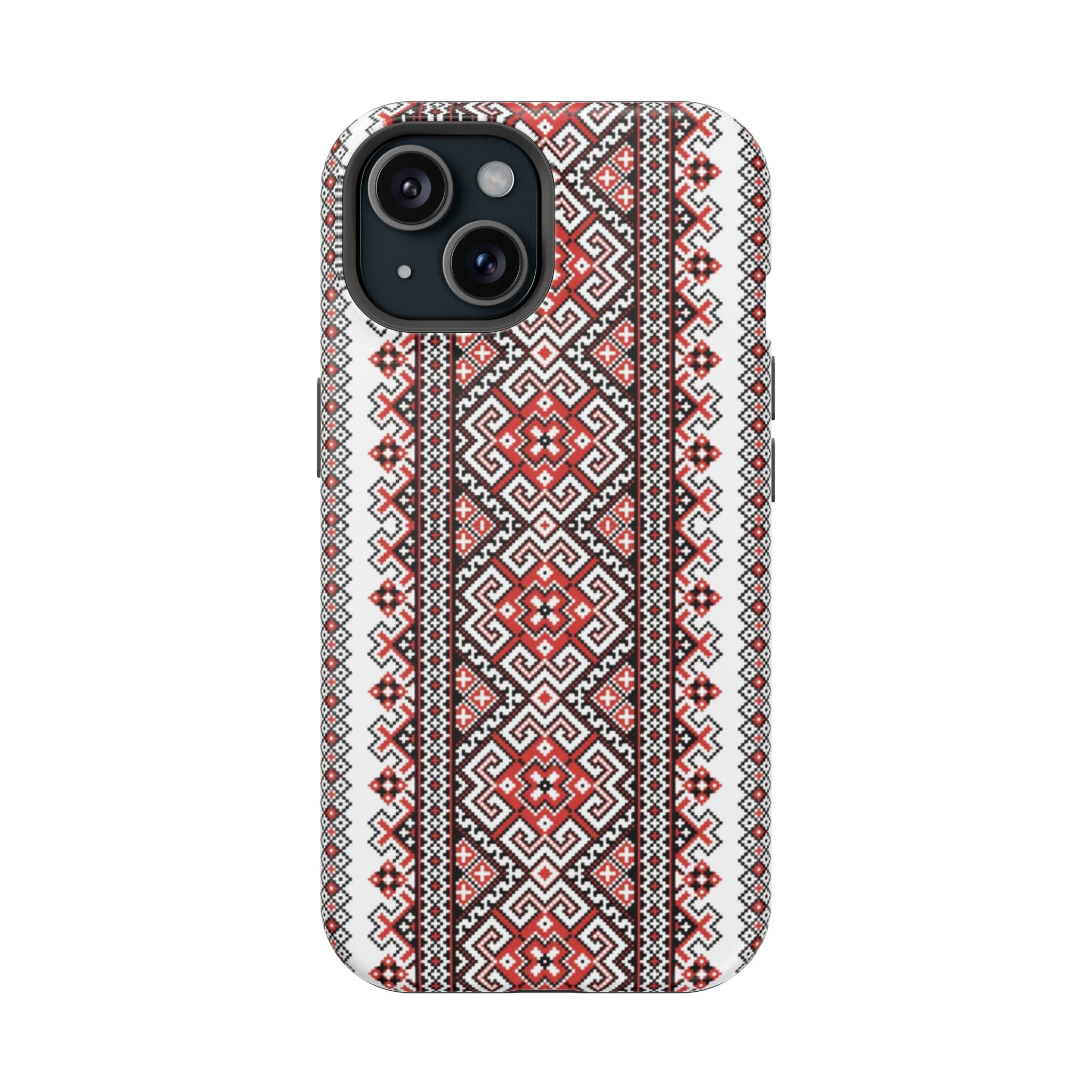 Traditional Ukrainian Red-Black Pattern Phone Case | Magnetic Impact-Resistant Case