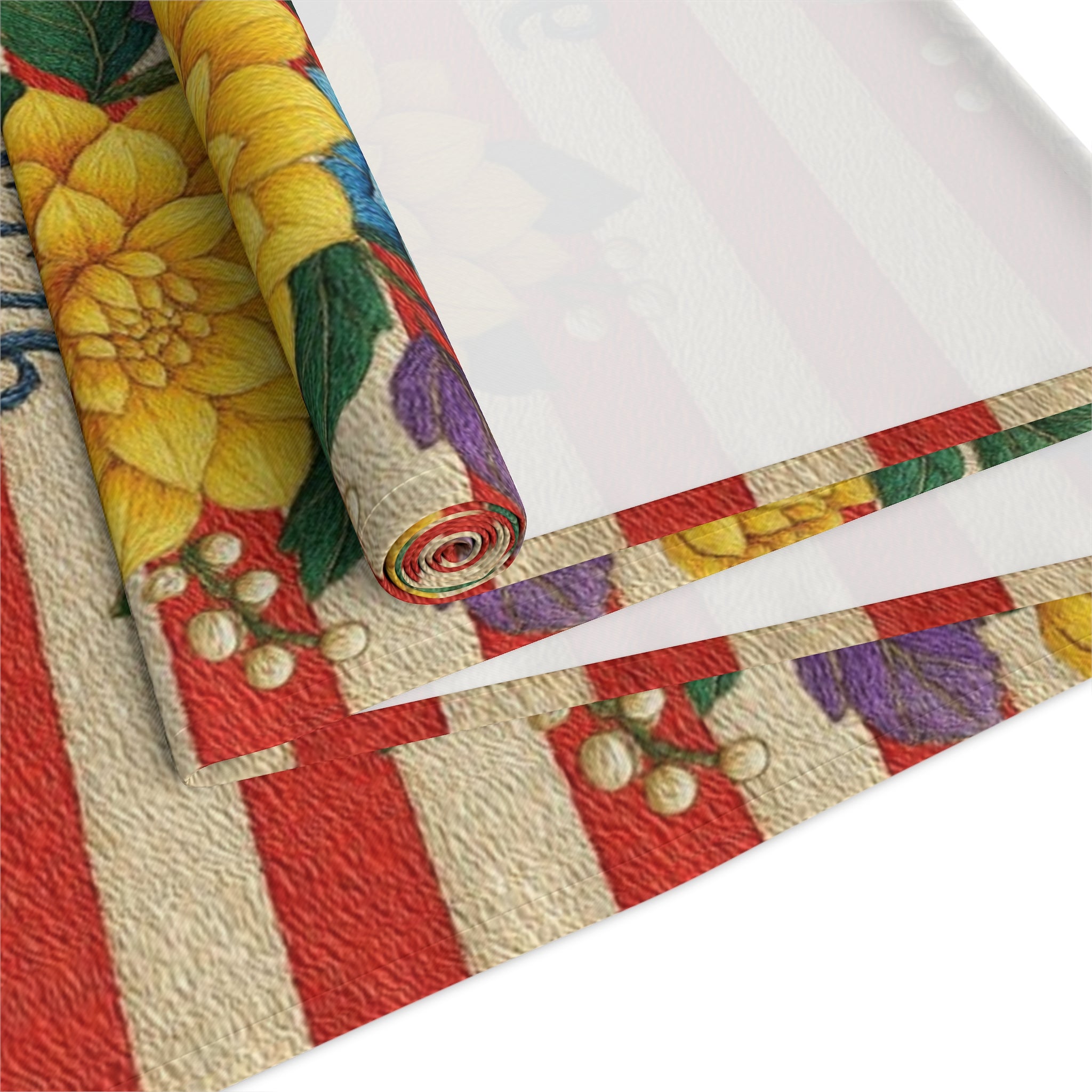 BLUESKYDEZIGN | 1776 Patriotic Floral Table Runner | American Flag Stars & Flowers | 4th of July Dining Decor
