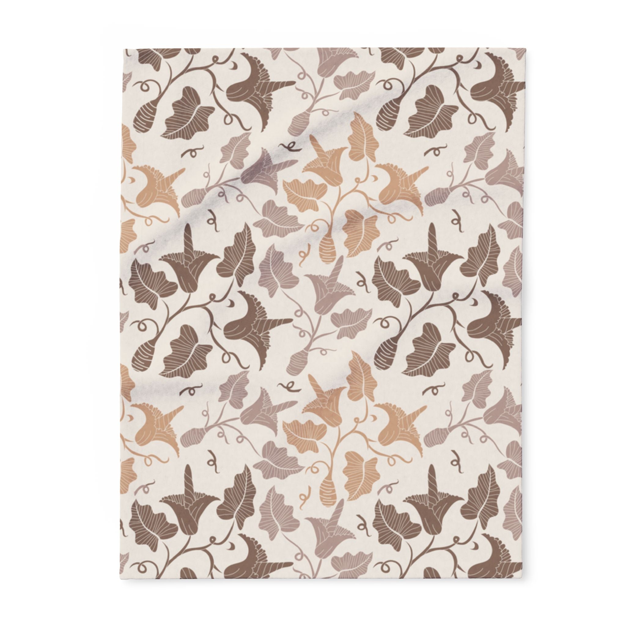 Beige Leaves Arctic Fleece  Blanket, Nature Home Decor,Throw over Lap, beige Background,gift for parents, bedroom, housewarming,cottage core