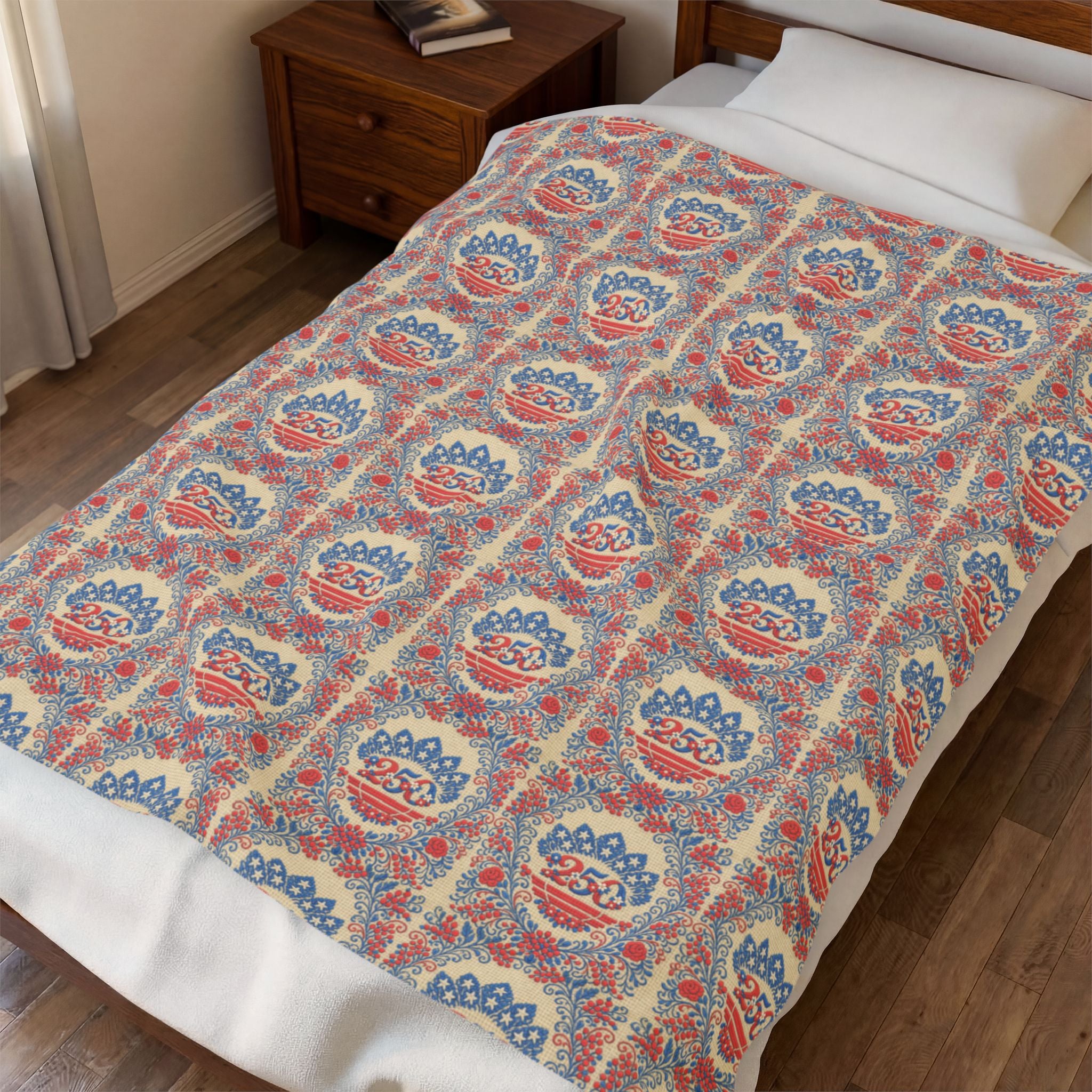 Freedom's Garden 250 – Patriotic Floral Plush Blanket | Vintage Americana Throw | 250th Anniversary