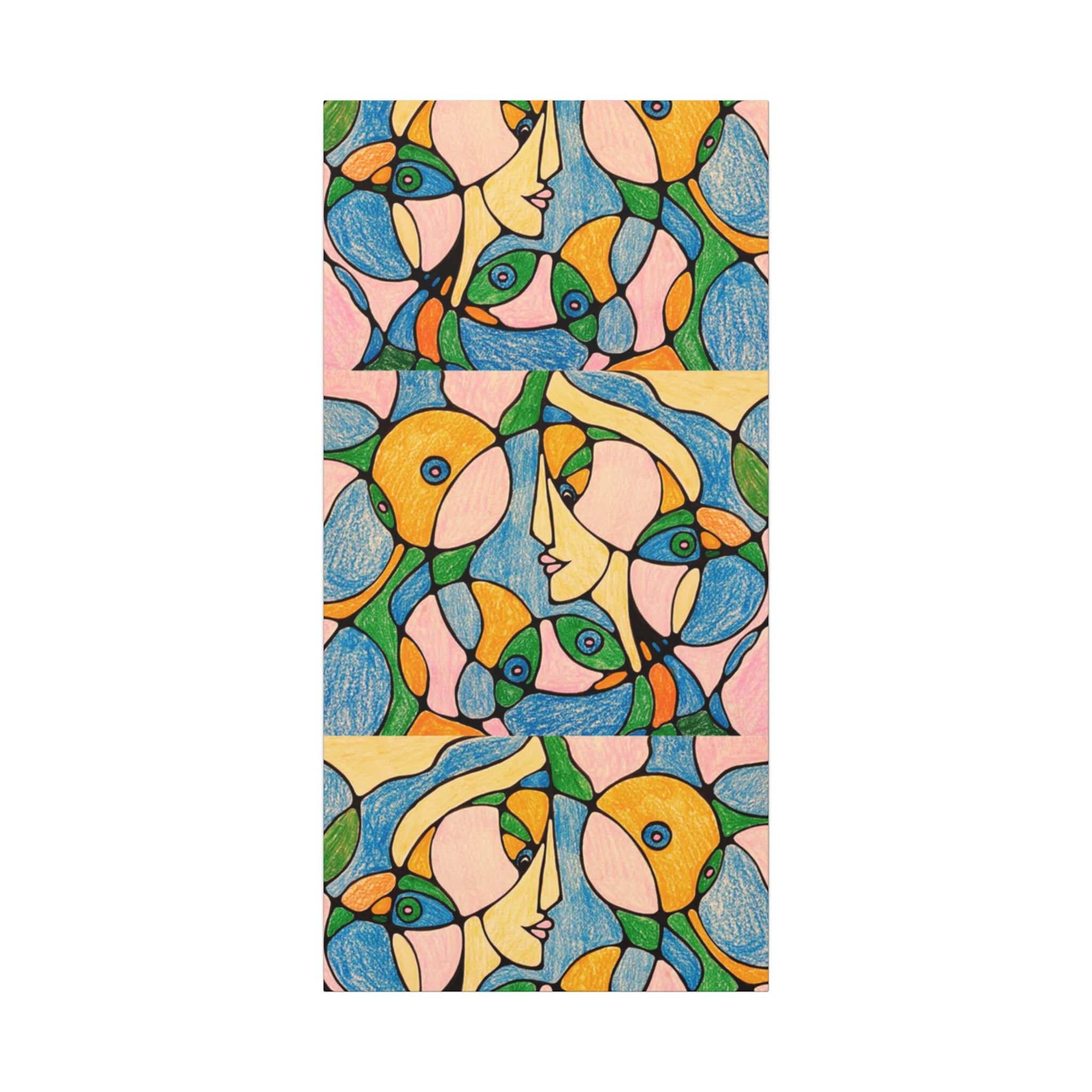 Abstract Colorful Faces Canvas Art, Vibrant Modern Wall Decor, Surreal Cubist Style Matte Print, Stretched 1.25" Ready to Hang