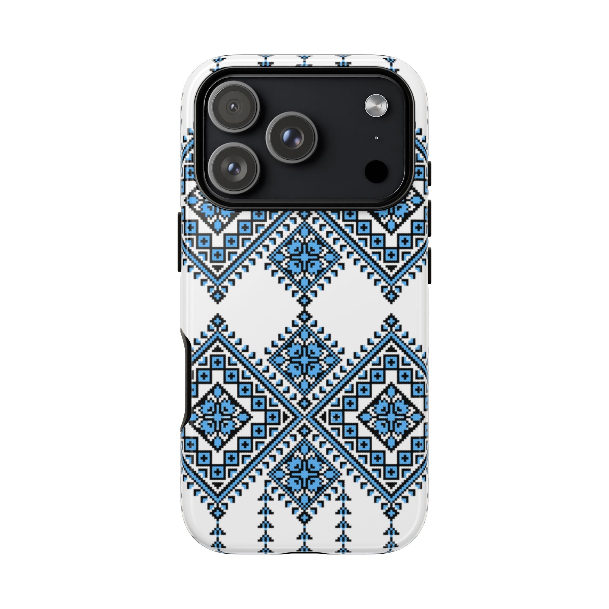 Blue Ukrainian traditional  Geometric Folk Pattern phone case, Tough Cases