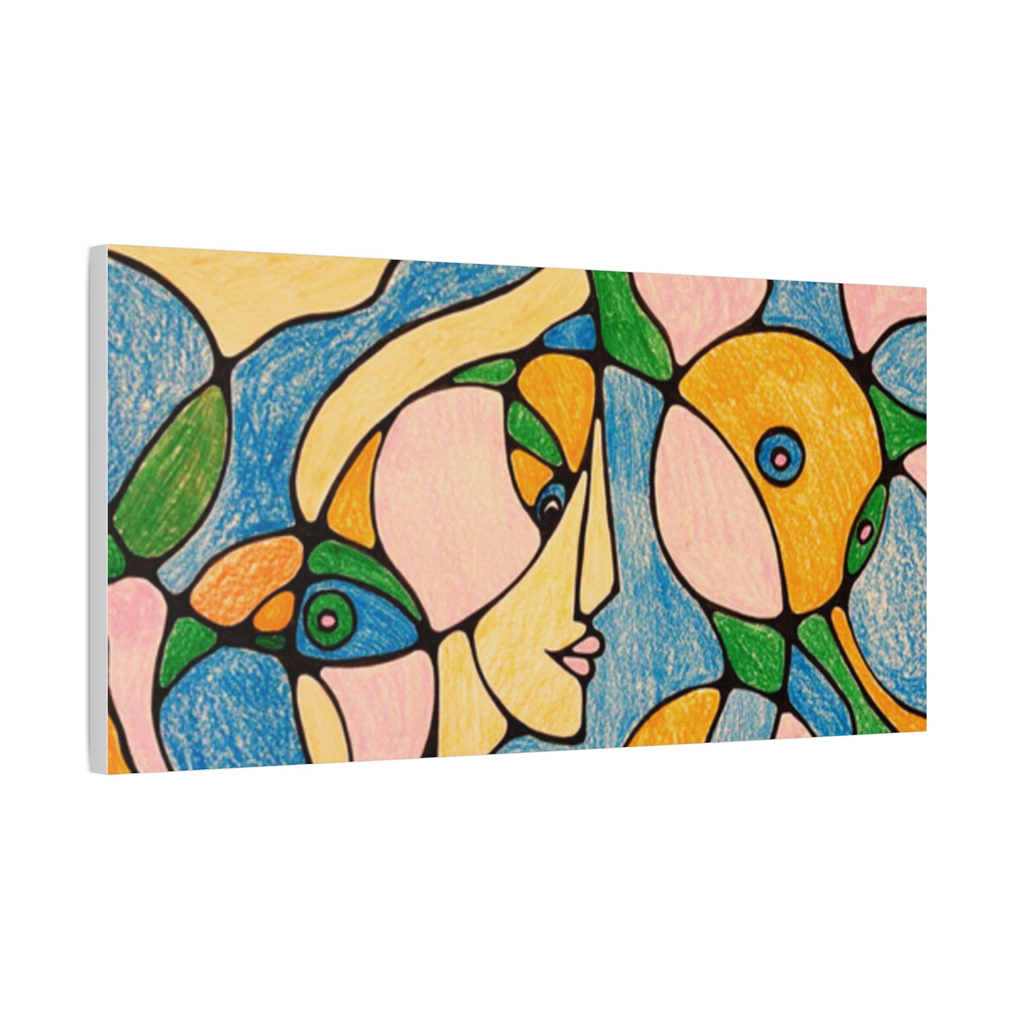 Abstract Colorful Faces Canvas Art, Vibrant Modern Wall Decor, Surreal Cubist Style Matte Print, Stretched 1.25" Ready to Hang