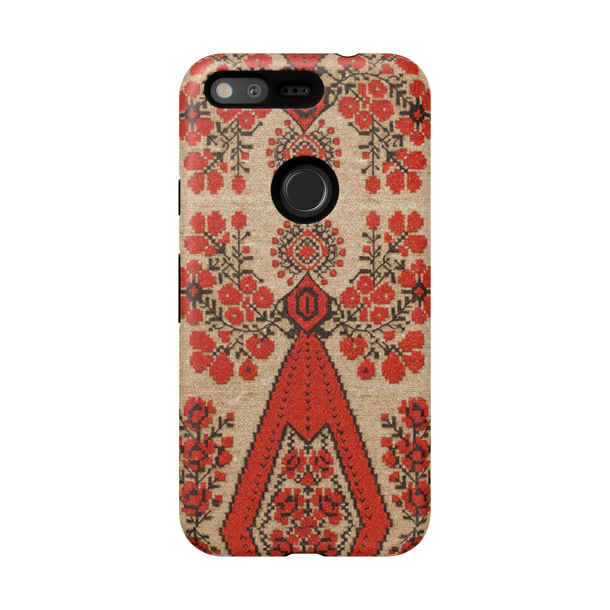 Ukrainian Embroidery Phone Case • Red Black Folk Pattern • Protective Cover with Traditional Berehynia Floral Motifs
