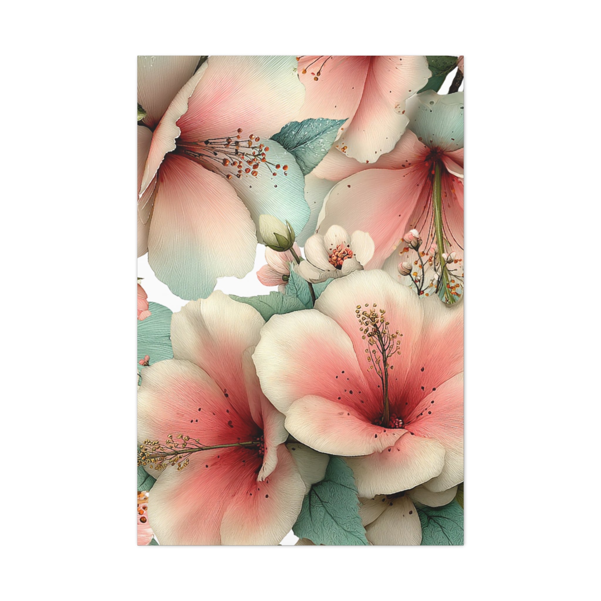 Pastel Floral Matte Canvas Wall Art, Soft Botanical Print, Modern Home Decor, Watercolor Flower Artwork, Stretched 1.25" Canvas