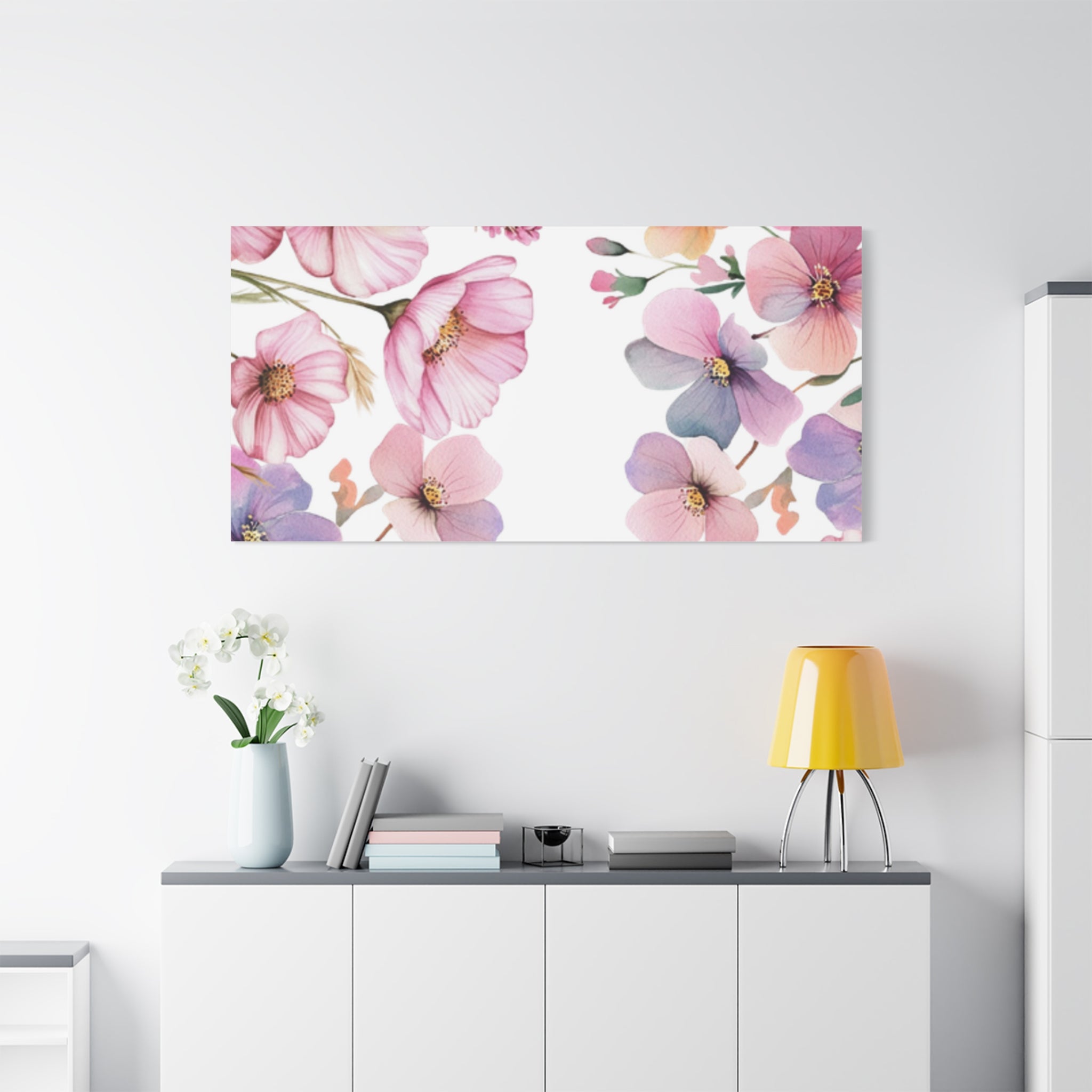 Pastel Floral Matte Canvas Wall Art, Soft Botanical Print, Modern Home Decor, Watercolor Flower Artwork, Stretched 1.25" Canvas
