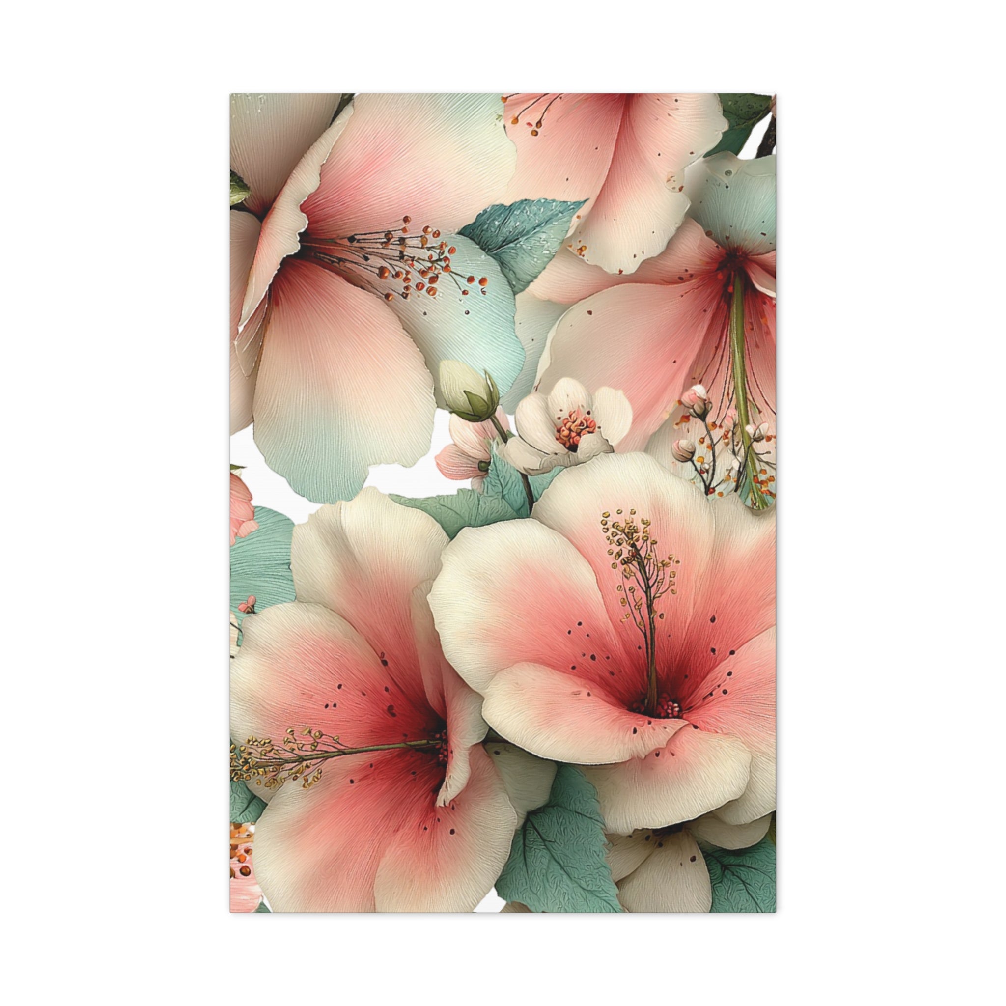 Pastel Floral Matte Canvas Wall Art, Soft Botanical Print, Modern Home Decor, Watercolor Flower Artwork, Stretched 1.25" Canvas