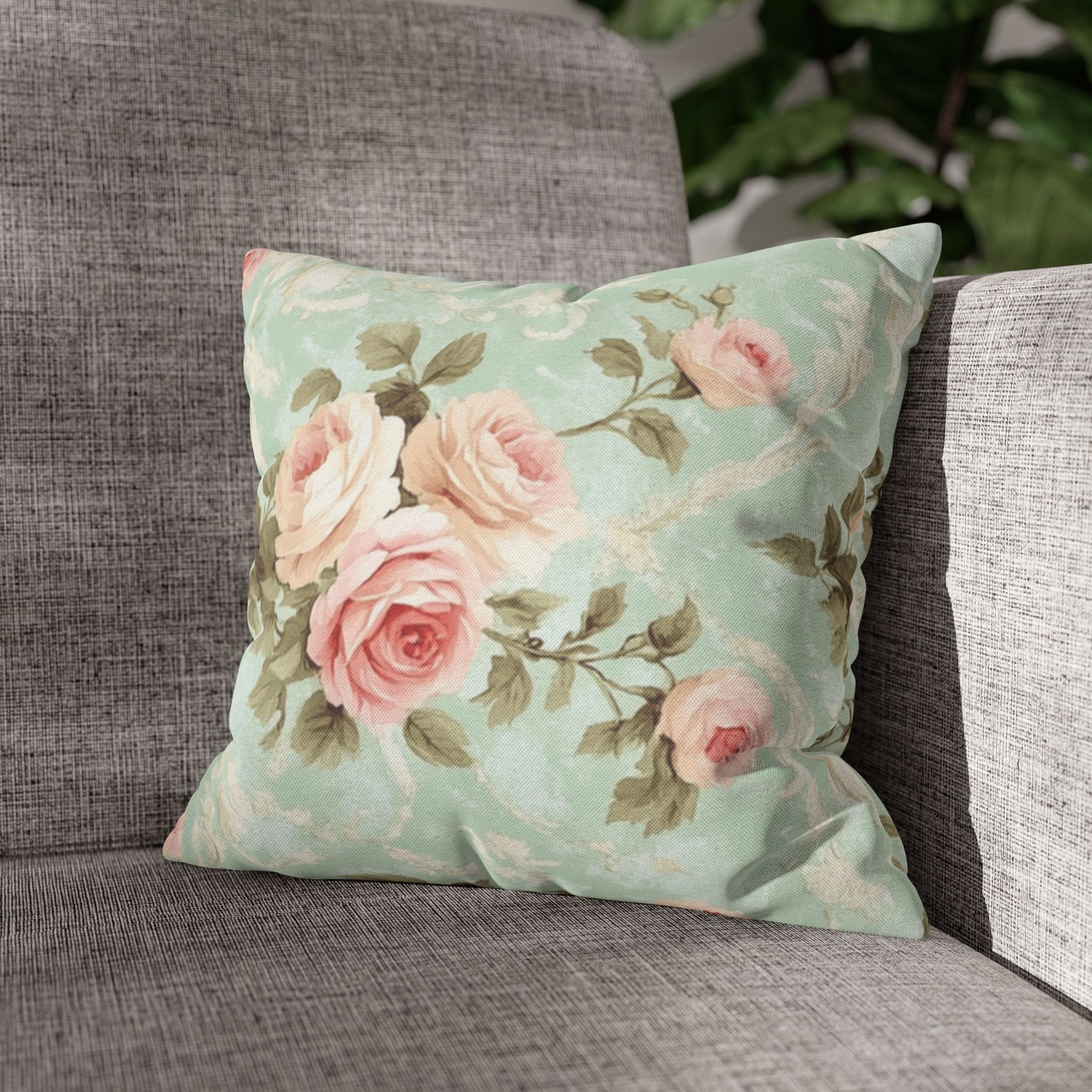 Vintage Pink Rose Pattern Pillowcase | Floral Throw Pillowcase