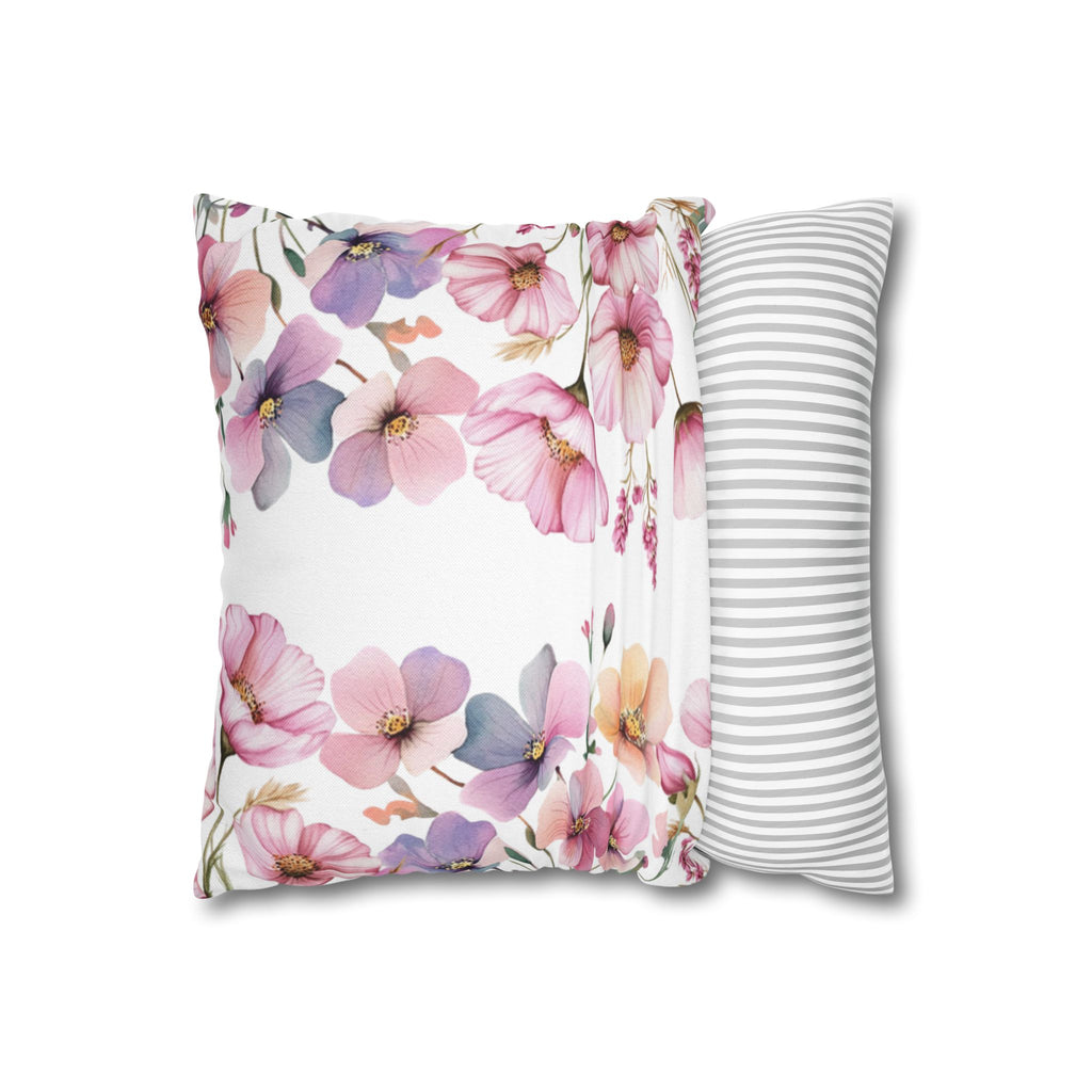 Spring Floral Pillowcase 1piece, Pink & Purple Blossom Design, Polyester Cushion Cover, Elegant Spring Home Decor