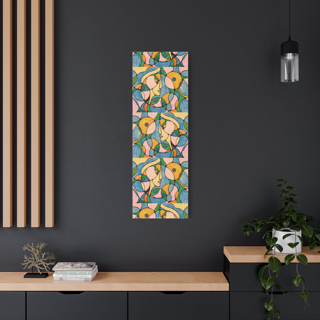 Abstract Colorful Faces Canvas Art, Vibrant Modern Wall Decor, Surreal Cubist Style Matte Print, Stretched 1.25" Ready to Hang