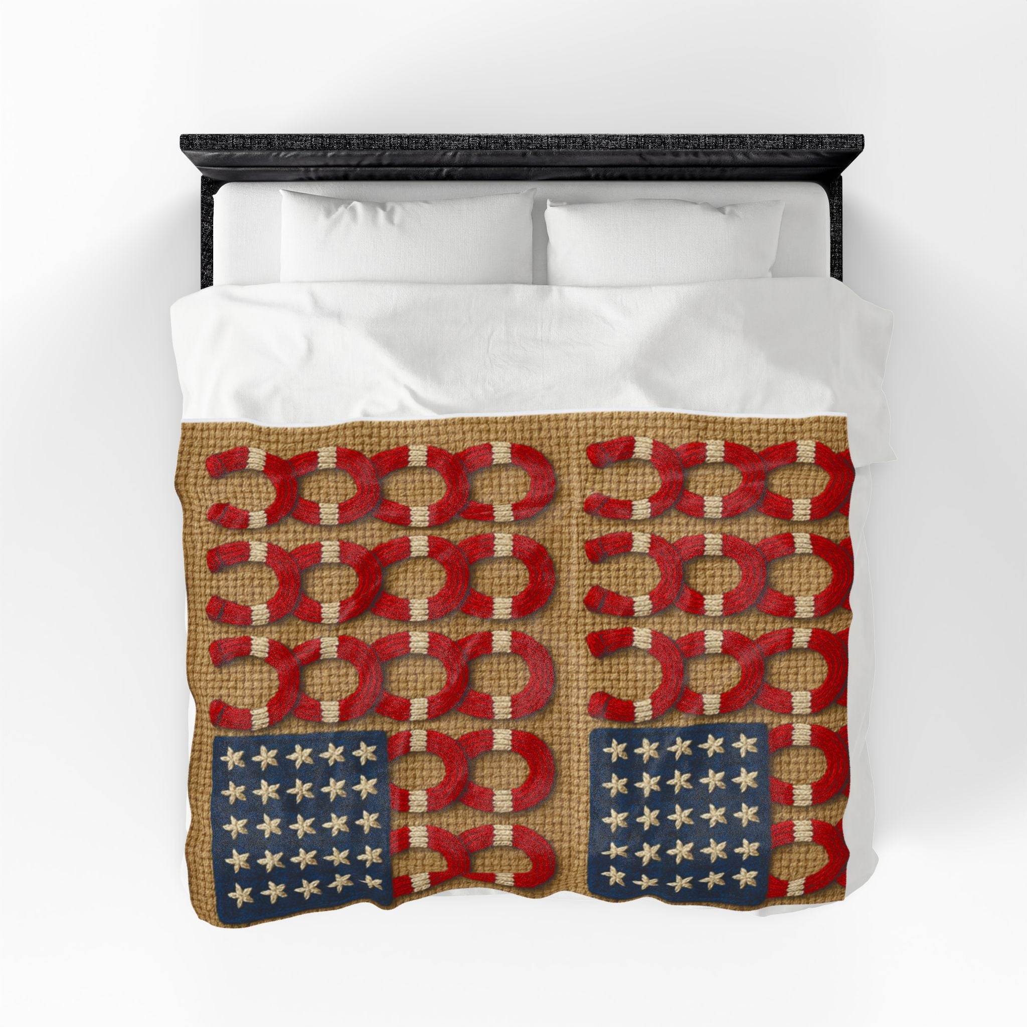 Rooted Knot Plush Blanket | Patriotic Farmhouse Throw | Americana Velveteen | 3 Sizes