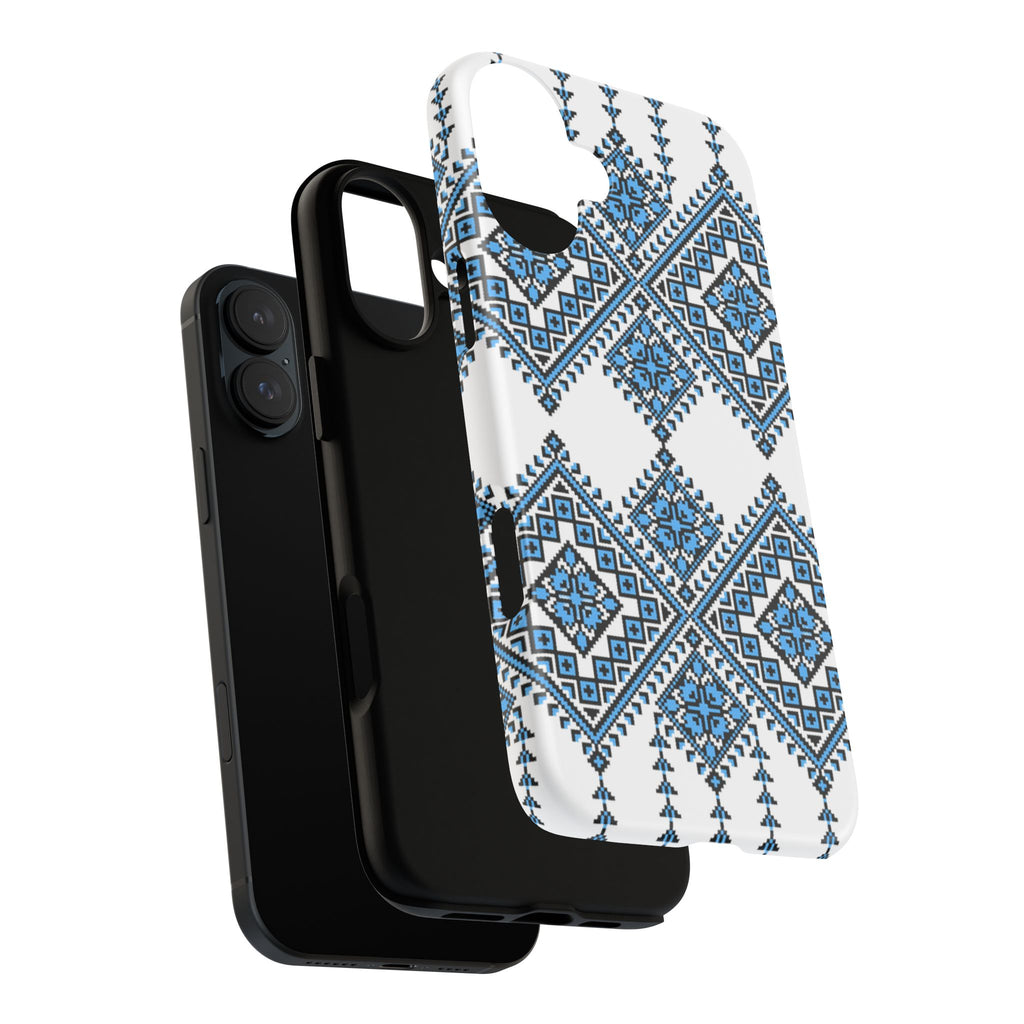 Blue Ukrainian traditional  Geometric Folk Pattern phone case, Tough Cases