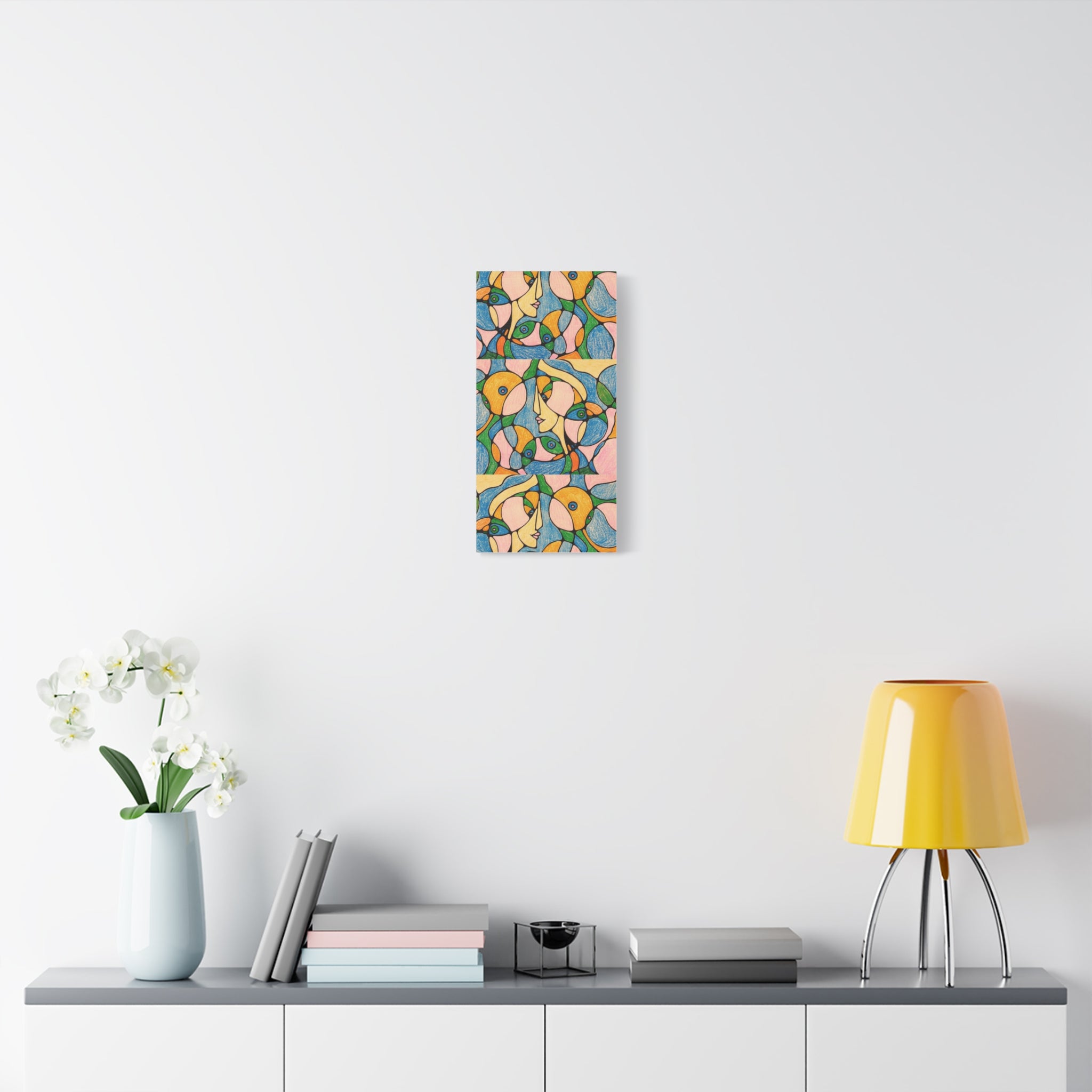Abstract Colorful Faces Canvas Art, Vibrant Modern Wall Decor, Surreal Cubist Style Matte Print, Stretched 1.25" Ready to Hang