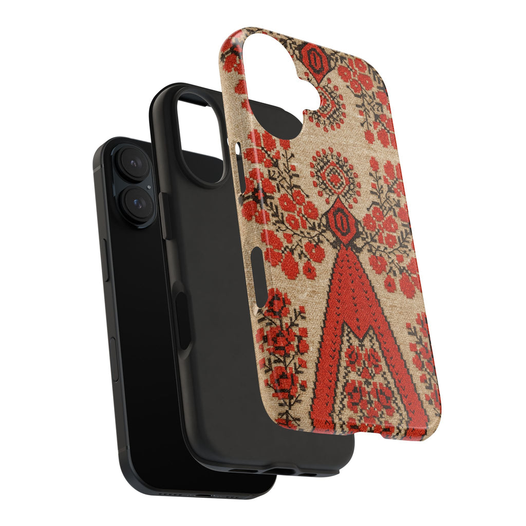 BLUESKYDEZIGN | Ukrainian Embroidery Phone Case | Red Black Berehynia Folk Pattern | Slavic Heritage iPhone Cover