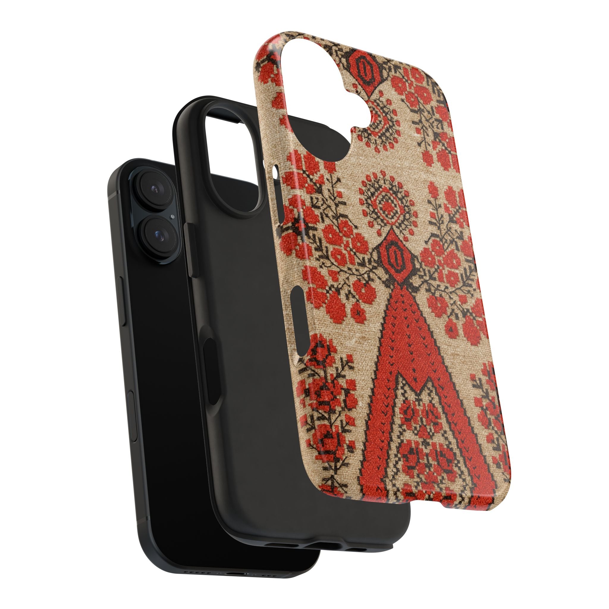 BLUESKYDEZIGN | Ukrainian Embroidery Phone Case | Red Black Berehynia Folk Pattern | Slavic Heritage iPhone Cover