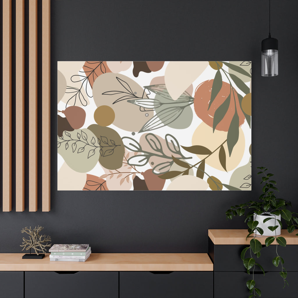 Abstract Modern Botanical Wall Art, Minimalist Line Art Canvas, Neutral Aesthetic Home Decor Print for Living Room or Bedroom, Matte Print, Stretched 1.25" Ready to Hang