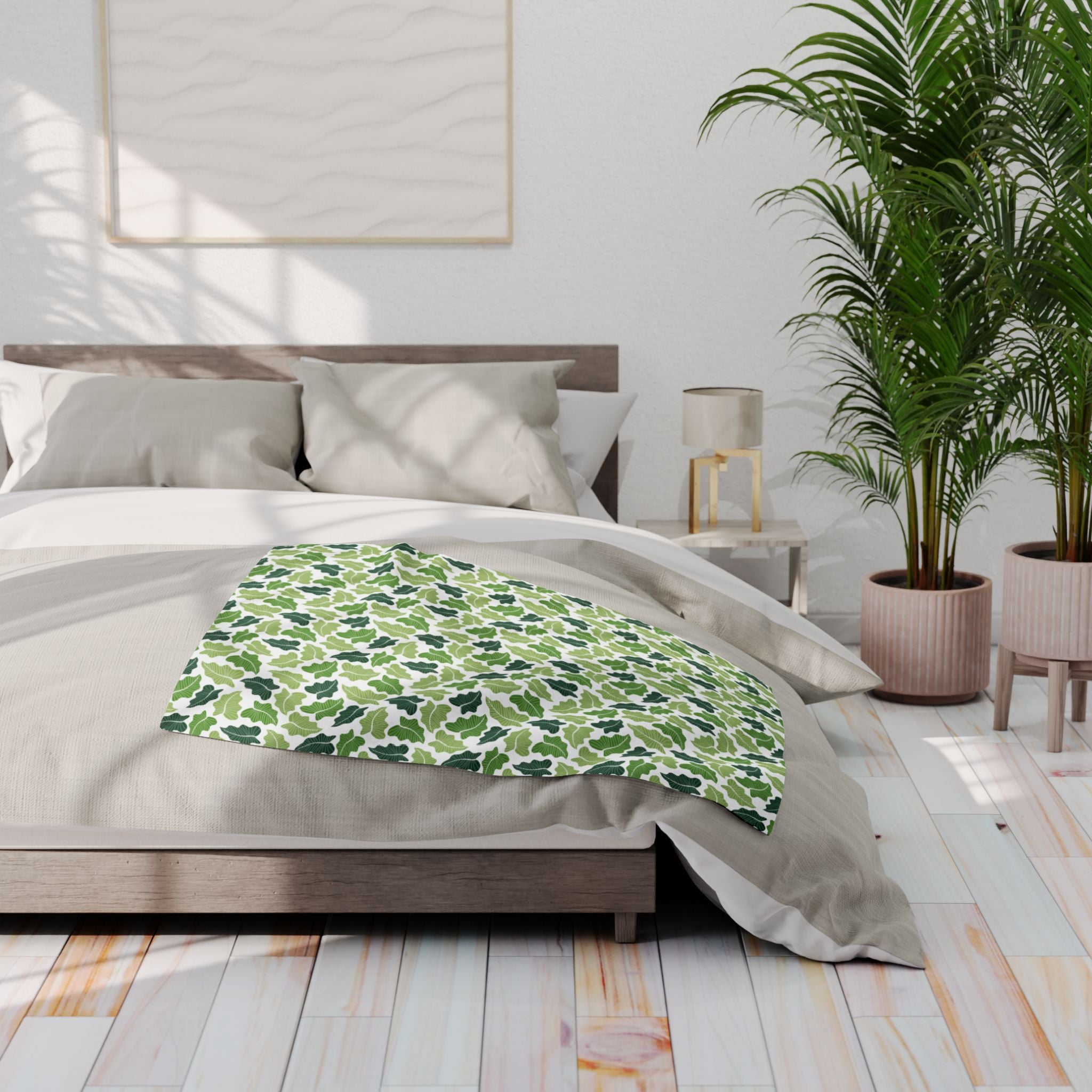 Green Leaves Fleece Blanket