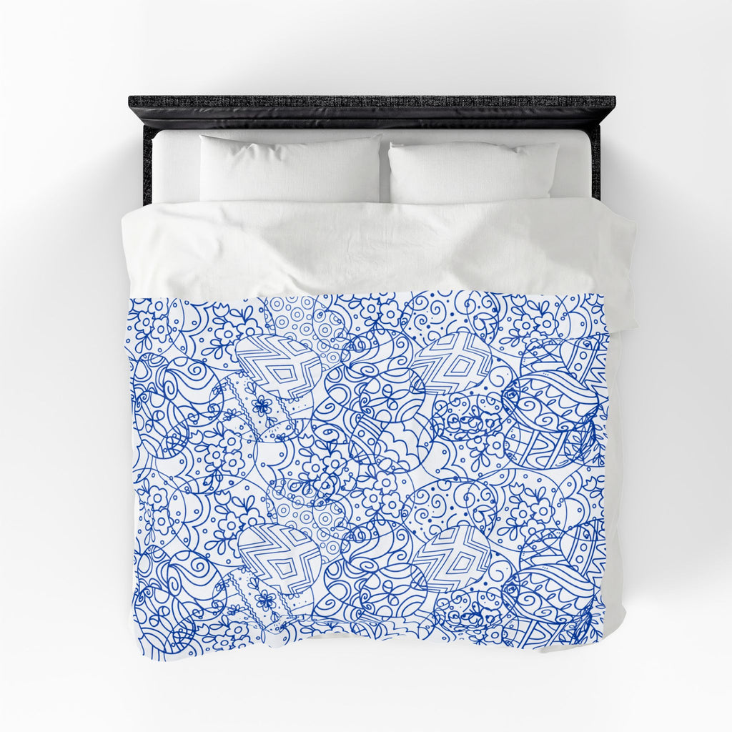 Toile de Jouy Easter Plush Blanket