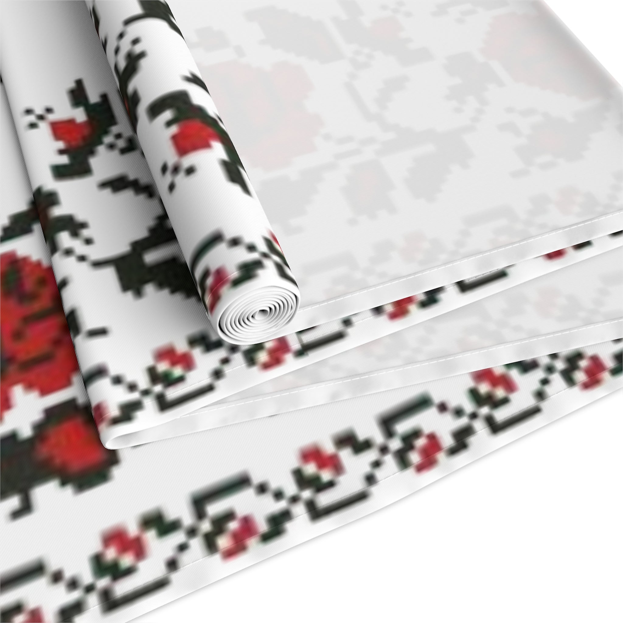 BLUESKYDEZIGN Ukrainian Traditional Table Runner - Red Black Heritage Decor
