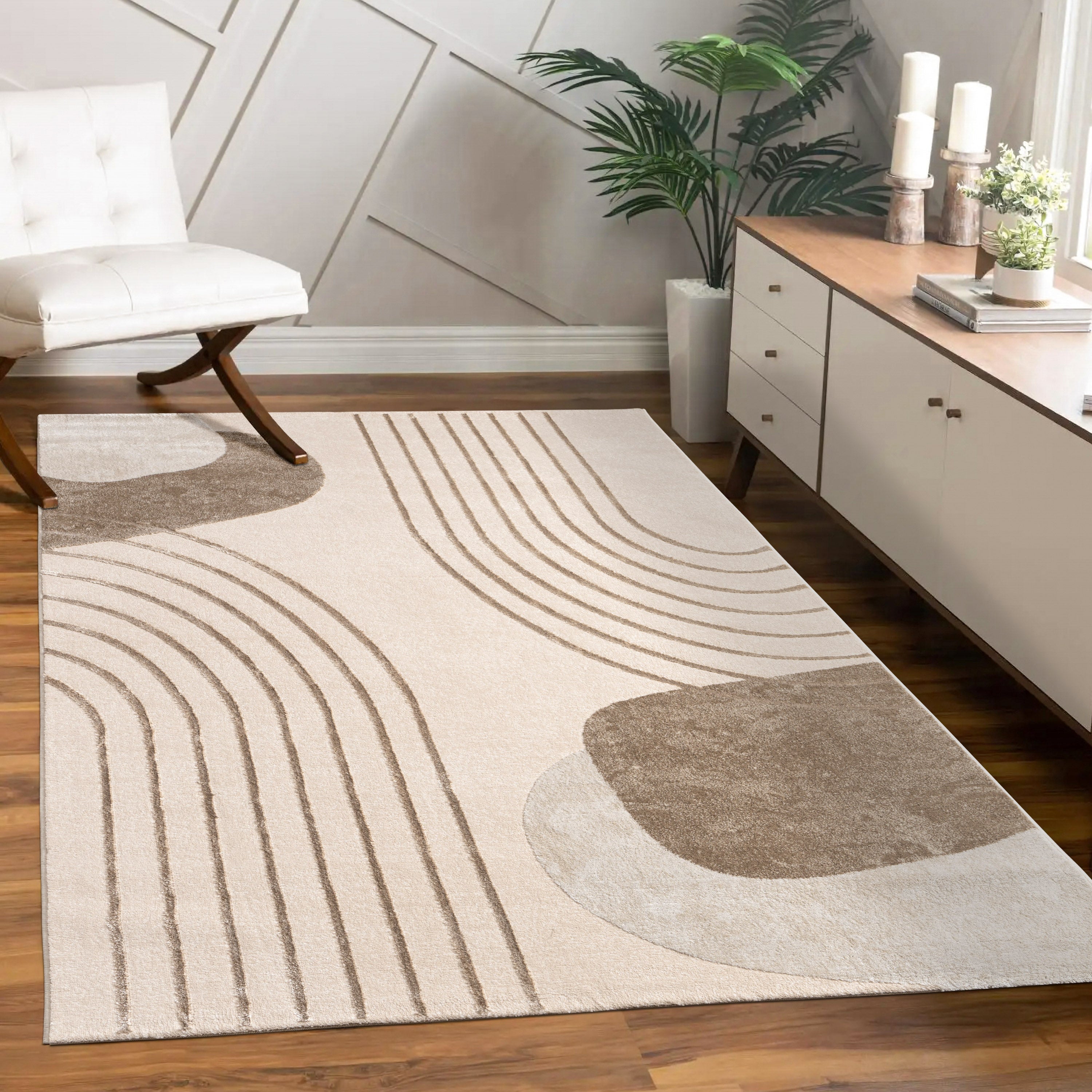 Tuana Modern Carved Lines Area Rug | BLUESKYDEZIGN