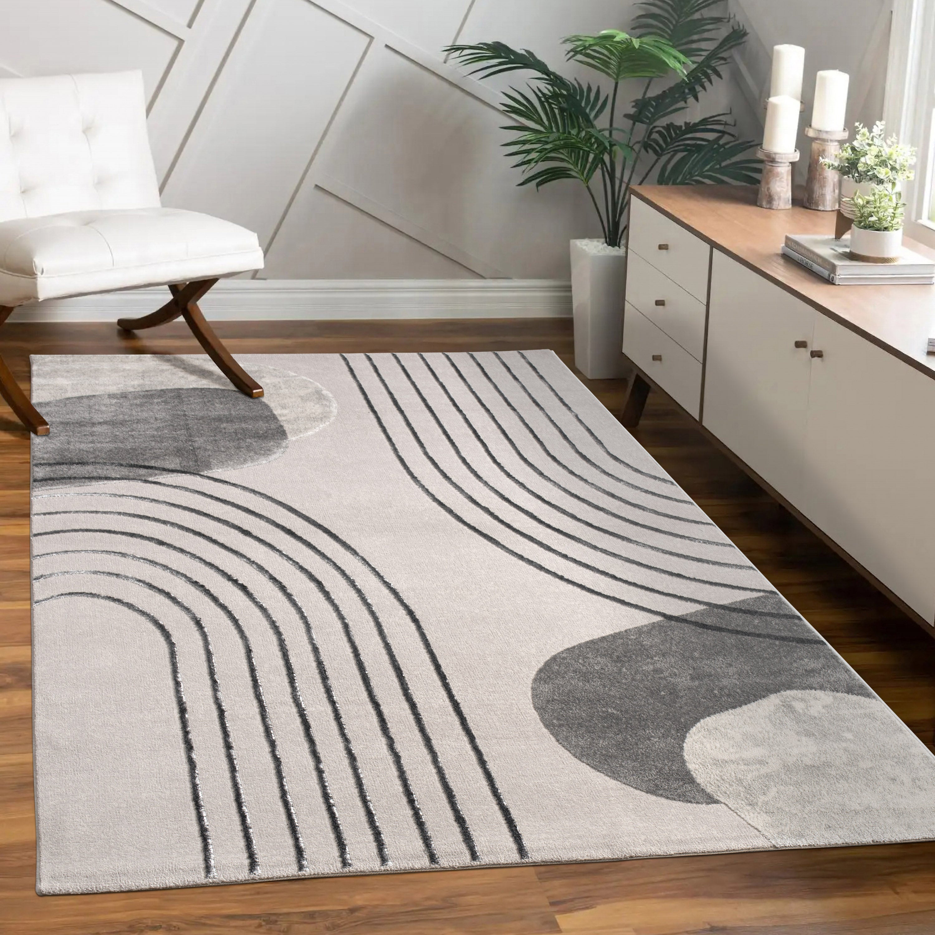 Tuana Modern Carved Lines Area Rug | BLUESKYDEZIGN