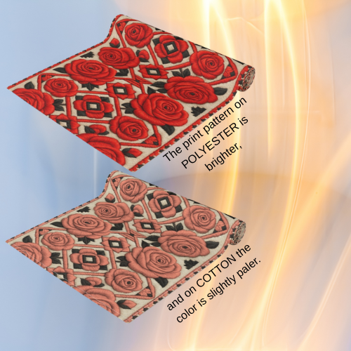 Red Roses Table Runner | Vintage Geometric Floral Dining Decor | Cotton Twill & Polyester