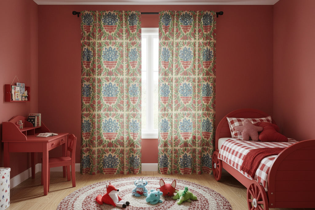 America 250 Sheer Window Curtain | Patriotic Floral Medallion | Light & Airy 1776–2026 Anniversary Drapery