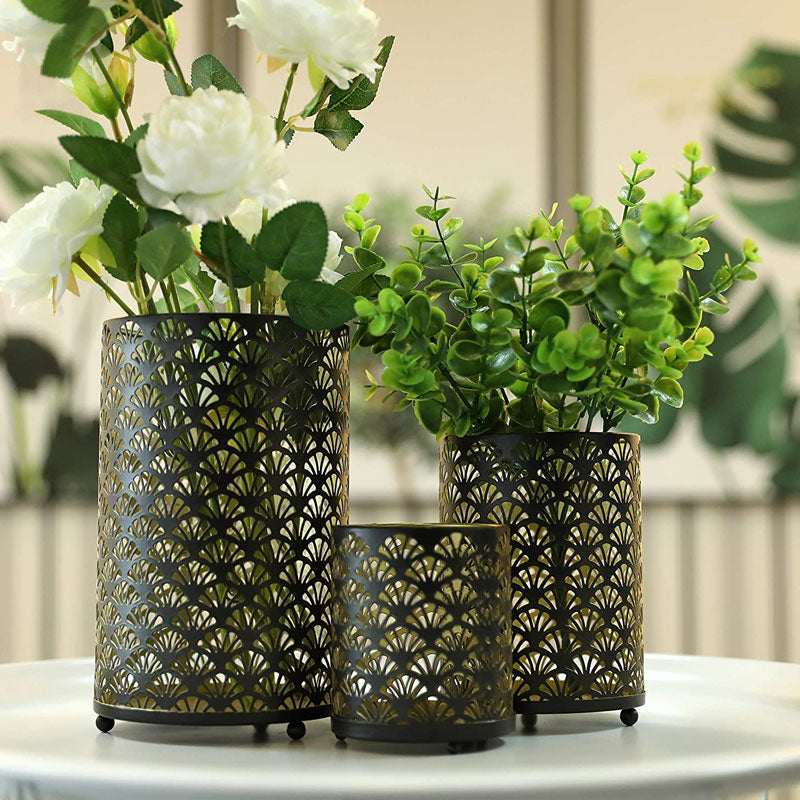 Metal Hurricane Candle Holders Set of 3 by JHY DESIGN | BLUESKYDEZIGN