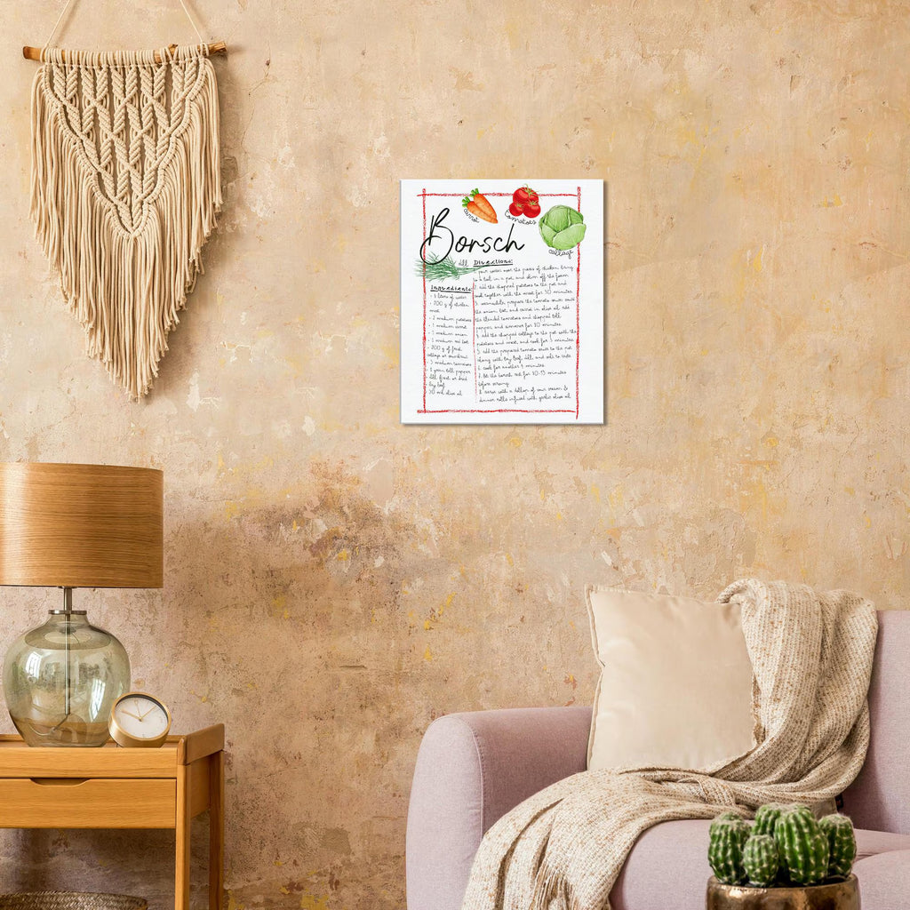 Ukrainian Borsch Recipe Canvas Art | Family Heritage Kitchen Wall Decor
