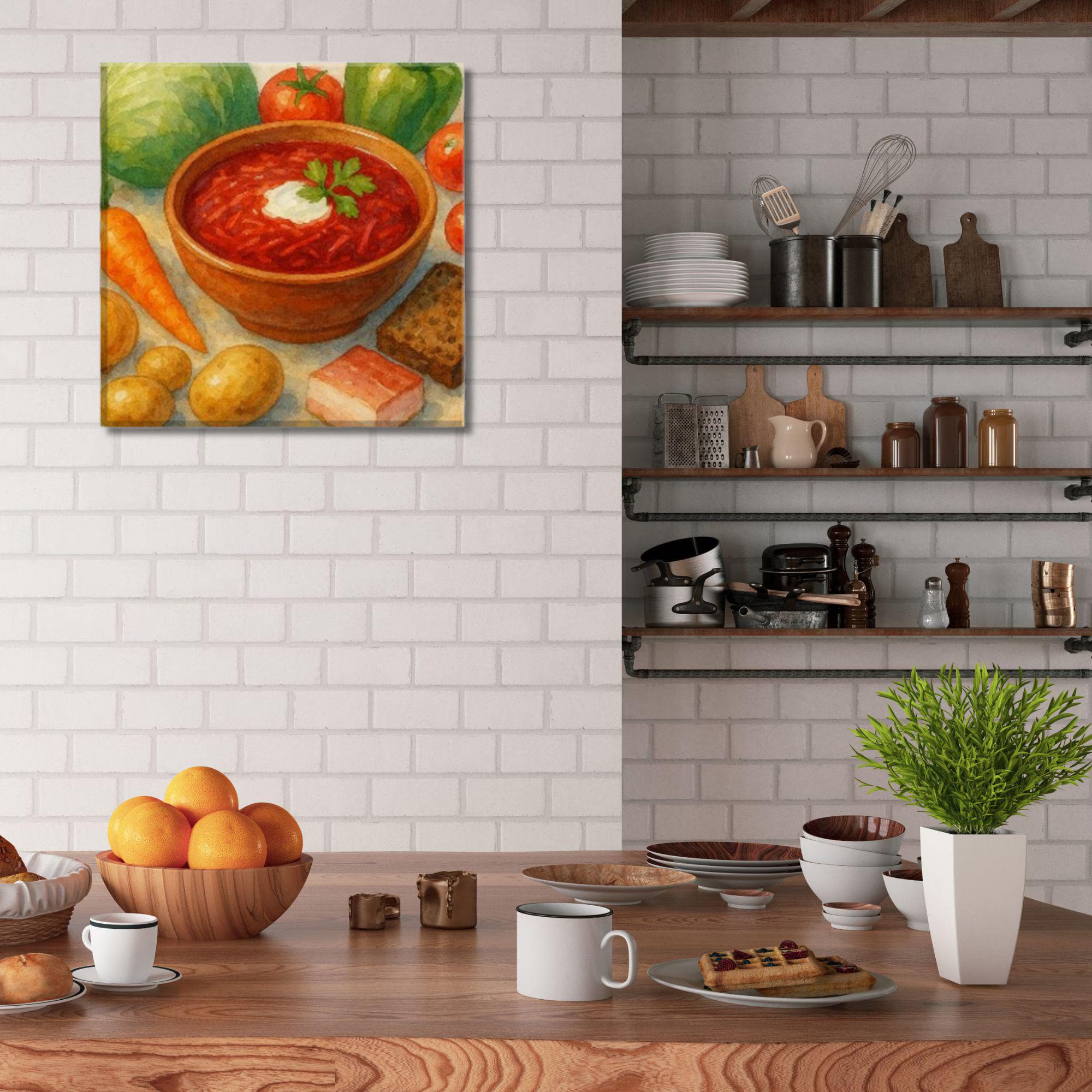 Ukrainian Borscht Wall Art | Traditional Kitchen Canvas Print | Cultural Heritage Home Decor Gift