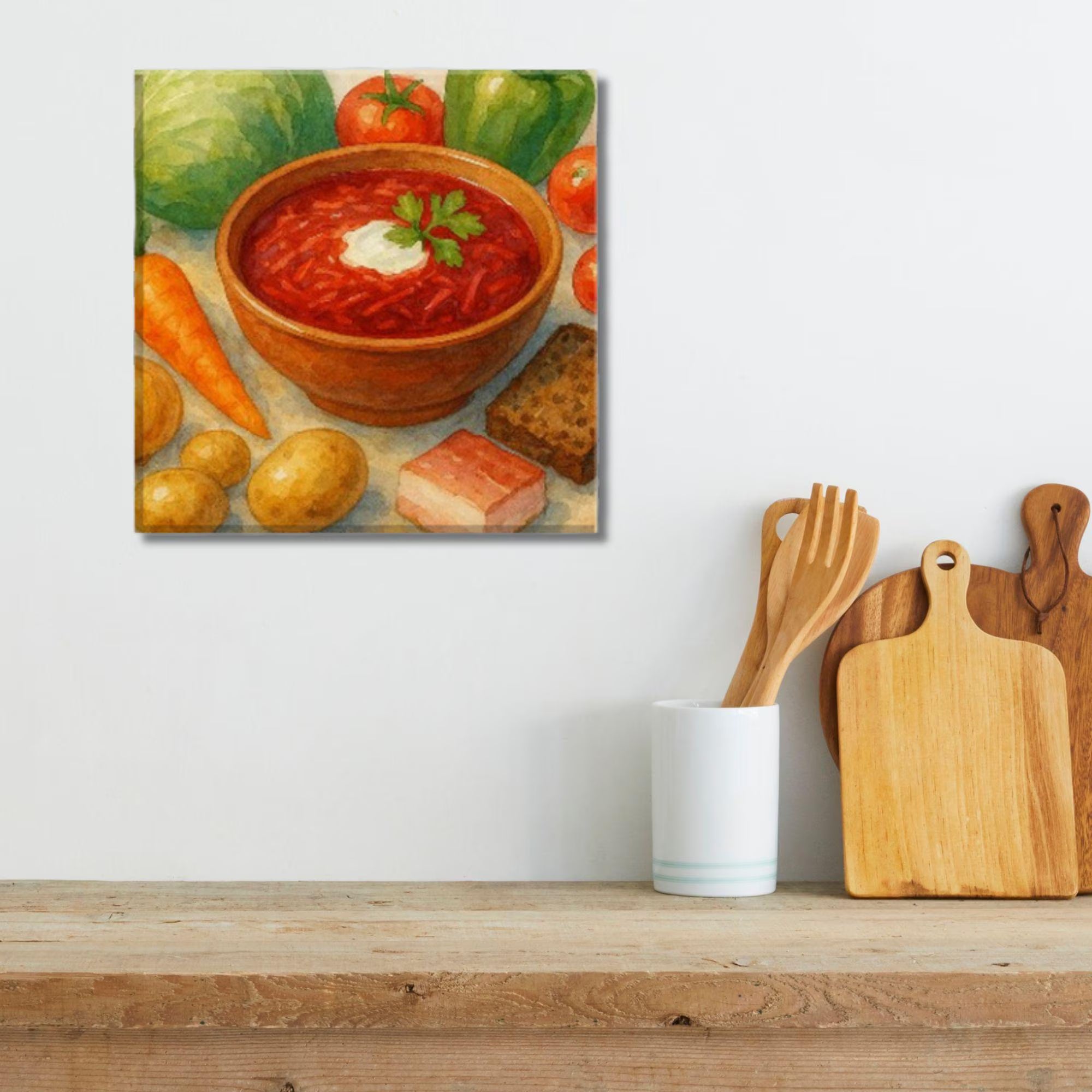 Ukrainian Borscht Wall Art | Traditional Kitchen Canvas Print | Cultural Heritage Home Decor Gift