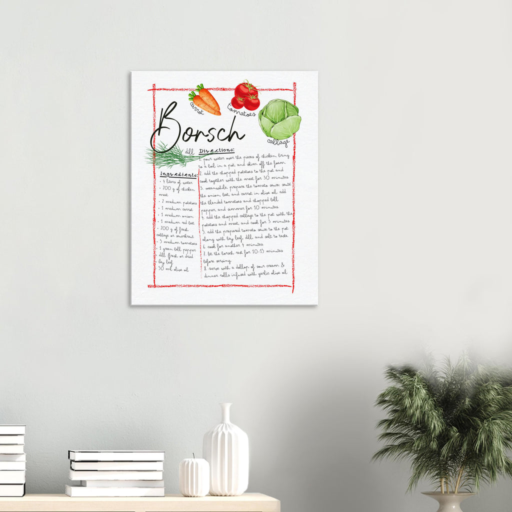 Ukrainian Borsch Recipe Canvas Art | Family Heritage Kitchen Wall Decor