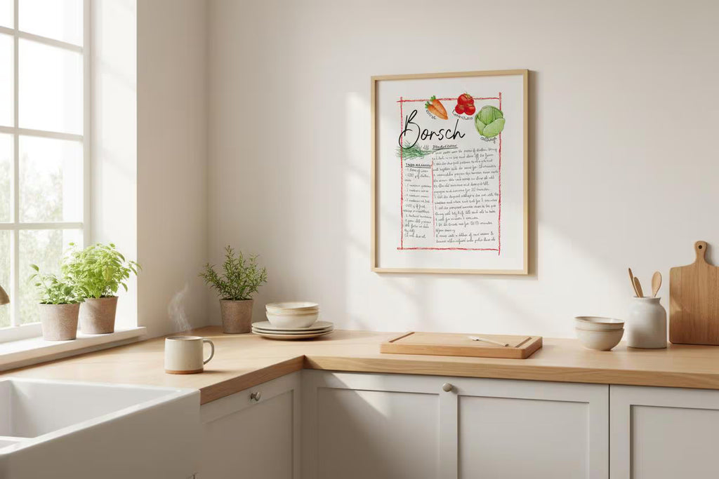 Ukrainian Borsch Recipe Canvas Art | Family Heritage Kitchen Wall Decor