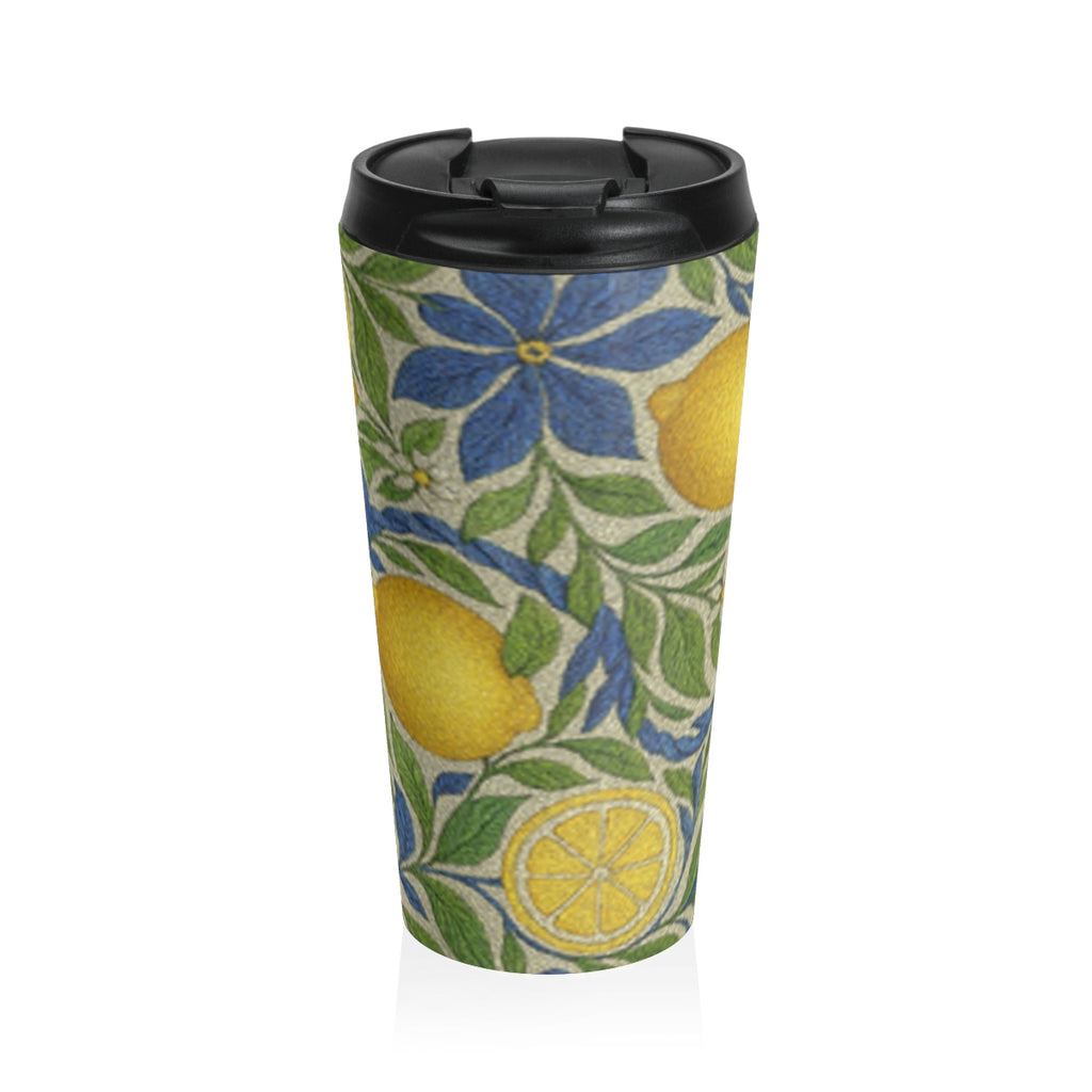 Citrus Riviera Lemon Blossom Travel Mug – 15oz All-Over Print Insulated Stainless Steel Tumbler